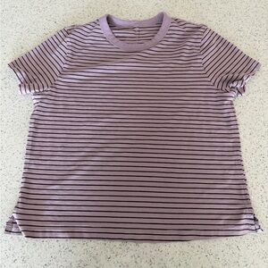 lululemon athletica Purple Striped Short Sleeve Tee